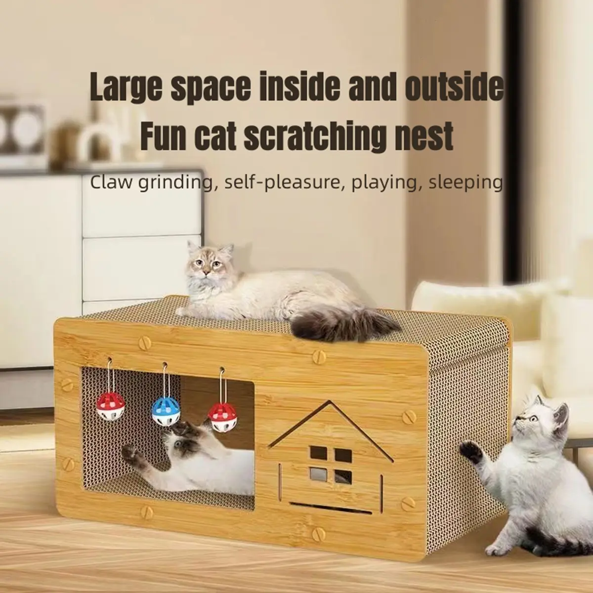 Cat Scratcher Cat Scratch Board With Bell Ball Corrugated Paper Cardboard Cat Nest Cat House Cat Toy