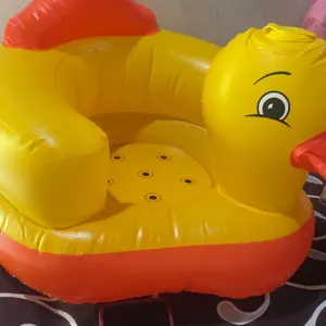 Sofa Kursi Makan Bayi belajar duduk Model Tiup balon Baby Chair Model Tiup Bebek Dengan Music Musik Cewek Cowok Bayi Dudukan Putih Unisex