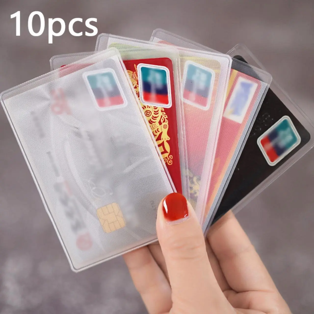 10pcs Card cover, IC myKad/ Lesen/ ATM/ Credit Card/ Student ID PVC Holder Cover, Transparent matte anti-magnetic ID card, Anti RFID Protector Case