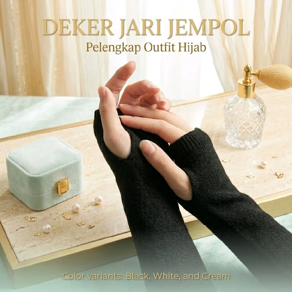 Manset Deker Tangan Jari Jempol Polos Long Handsock Arm Sleeve Finger Olahraga Sepeda Sarung Lengan Muslimah Haji Umroh UNISEX