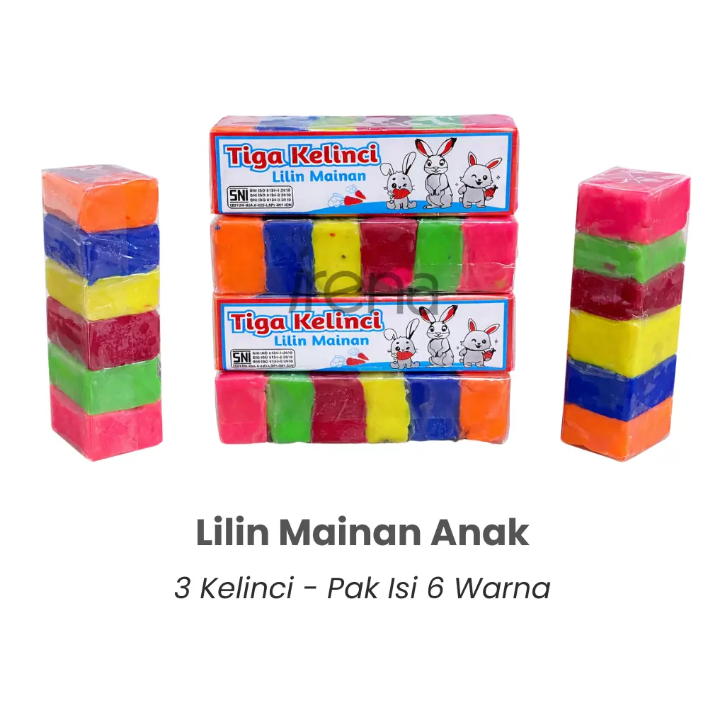 3KELINCI Lilin Mainan Anak Pak Isi 6 Warna / Plastisin Kecil Anak