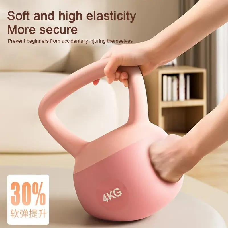 Kettlebell 4kg/Olahraga Kebugaran/Tahan Aus dan Anti-Bentur/Peralatan Kebugaran Rumah/bawah getah kettlebell  soft 5