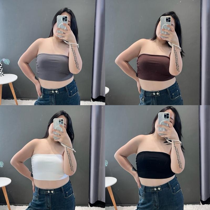 QYN Basic Cotton Ruched Tube Top - TikTok Shop Singapore