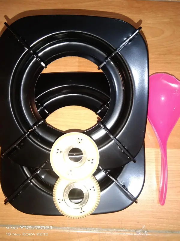 Rinnai Tatakan Tungku Besi Kompor Rinnai Kecil 2 Pcs Besi Tungku Kaki 4 Bonus 2 Burner Ring Api 7 Cm Kompor & 1 Centong Nasi 6