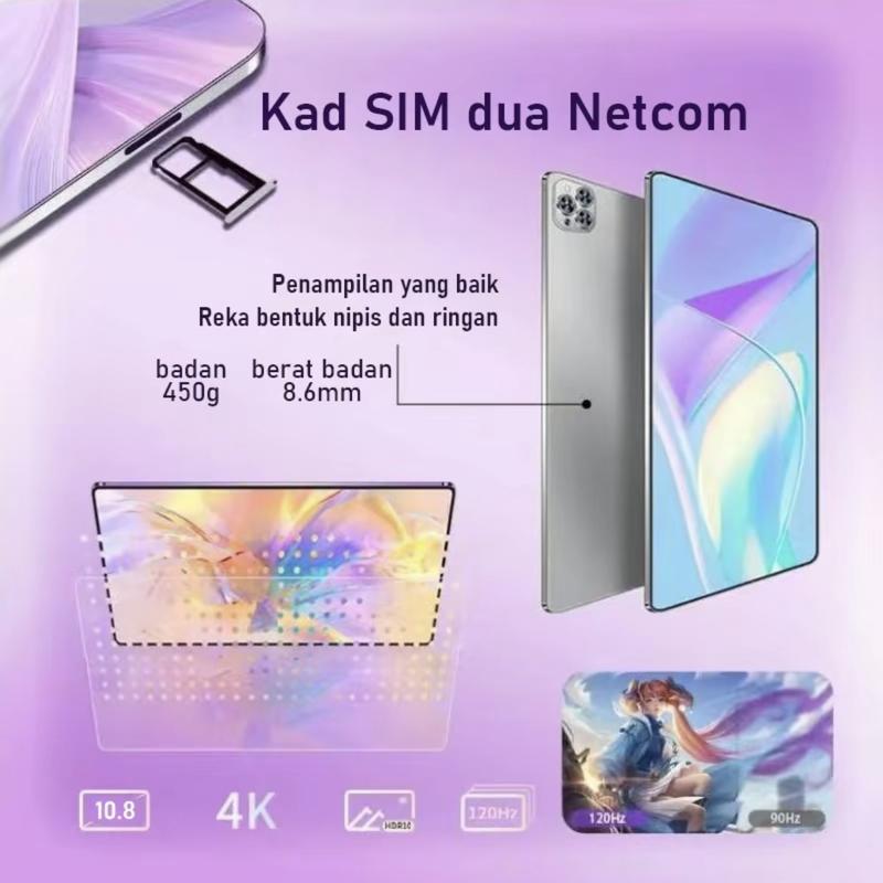 [Bisa COD]Free keyboard 2024 New Tablet X95 pro 10.8-inch HD Screen Memory 16GB+1TB Solid State512GB Cheap Office Learning 120HZ TabletPengalaman Pro Layaknya PC tablet android murahtablets tablet hanzhong ori 1 jt Bluetooth LayarKartu Wifi 8
