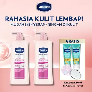 [Free 2 Gluta Smoothing 20ml + Cermin Travel] Vaseline UV Extra Brightening 400ml Twinpack