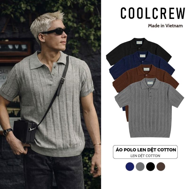 Áo Polo Ngắn Tay Len Dệt Kim Cotton COOLCREW Form Regular Fit Phong Cách Trẻ Trung Hàn Quốc ALC01 ALN058