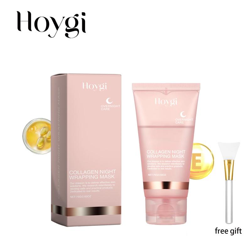 75g +brush Hoygi Collagen Nighttime Wrap Mặt nạ lột Collagen thủy phân, Mặt nạ quấn ban đêm Collagen, Mặt nạ lột qua đêm, Chăm sóc da mặt, Chăm sóc da Mặt nạ Mặt nạ kéo rách