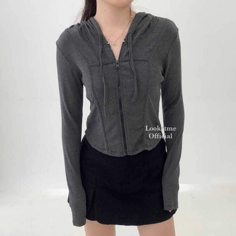 REVERIE TOP - Atasan Crop Jacket Wanita Lengan Panjang Bahan Stretch Adem Nyaman Melar Semi Jaket Outer 2