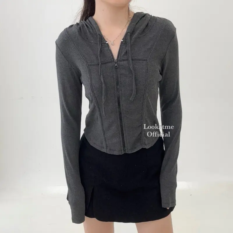 REVERIE TOP - Atasan Crop Jacket Wanita Lengan Panjang Bahan Stretch Adem Nyaman Melar Semi Jaket Outer 2