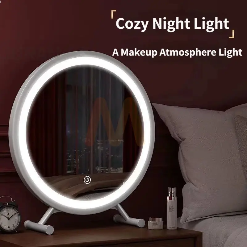 【COD】Cermin Rias LED Dengan Touchscreen Cermin Rias Bulat 40CM Cermin Minimalis Makeup Mirror 5