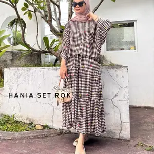 Hania One Set Rok Baju wanita viral murah terbaru kekinian Rayon