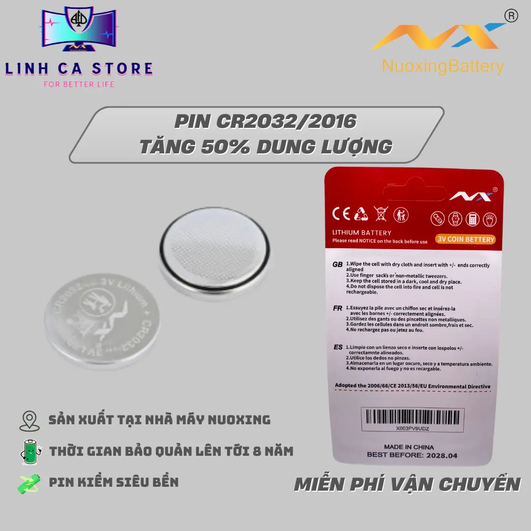 Pin cúc áo 3V - Pin nhỏ cho điều khiển ô tô CR2032/2016- pin 3v [Siêu bền]