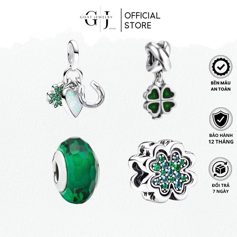 Charm Bạc S925 Mẫu Charm Tình Yêu & May Mắn Lá Bốn Cánh Bạc S925 Charm Phụ Kiện Trang Trí Vòng Tay