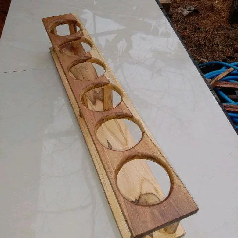 Rak Tempat Botol tingkat 8 lobang Diameter  Lobang 8 cm Alat Dapur Gelas Kayu 2