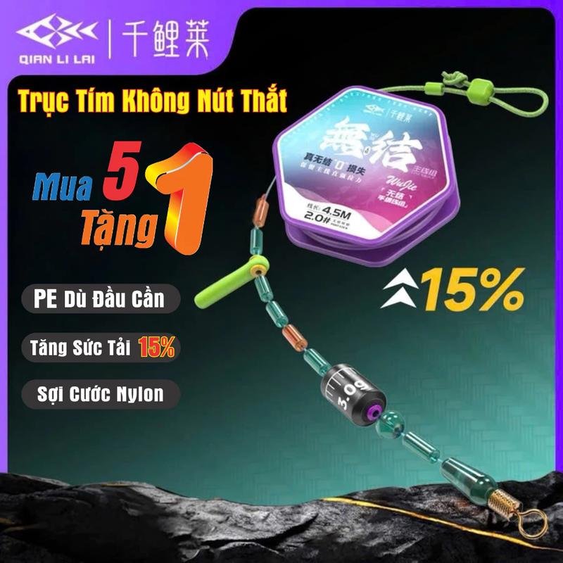 Mua 5 Tặng 1 Trục Câu Đài Không Nút Thắt Dây Trục Tím Buộc Sẵn Không Nút Thắt Qianlilai Tải Cá Tốt Đủ Size 3m6-7m2 Fishing Câu Đài Câu Cá