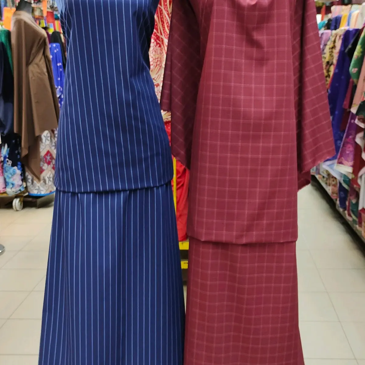 German Cotton Finest Yarn Exclusive Cotton Stripe and Grid Design Kain Pasang Jalur/ Petak Printed Bidang 58"