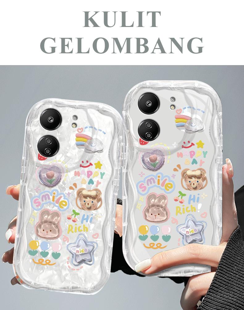 Product Introduction of Casing hp REDMI13C(4G)/POCOC65/13C(5G)/POCOM6(5G) Boneka kartun lucu gelombang transparan cangkang lembut wanita all-inclusive anti-jatuh case 1