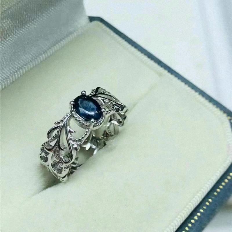 Product Introduction of New Sapphire Ring Branch hollow design natural sapphire ring 4