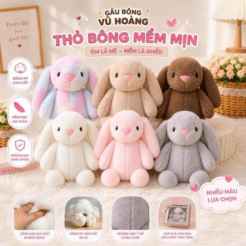 SIZE 40CM- THỎ BÔNG JELLY TAI DÀI (ĐO TỪ ĐẦU XUỐNG CHÂN - THEO THIẾT KẾ CHÂN TAY ÍT BÔNG)