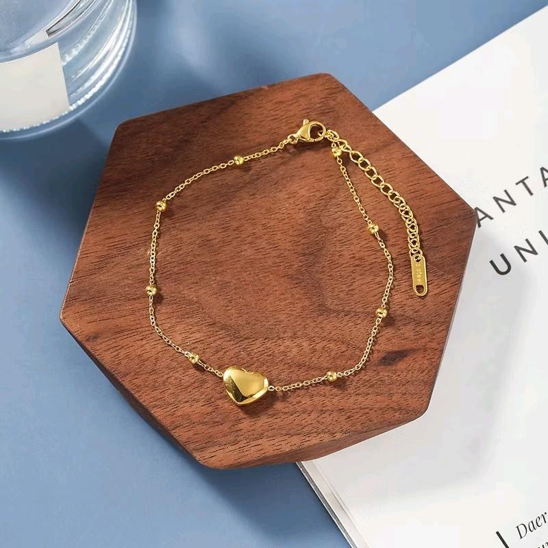 Gelang kaki hati Gk-1118 titanium anti karat warna gold 6