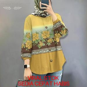 Kemeja Muslimah Corak 3D Elegan Lengan Panjang Saiz Besar S-5XL Gaya Korea Santai Pakaian Muslimah 2025 Inner Jubah Abaya Long Dress Super Soft and Comfort