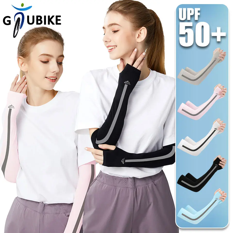 Tay Áo Thoáng Khí Lụa Lạnh Mùa Hè, GTUBIKE, 1 Cặp, Chống Tia UV, Vớ Tay, Thích Hợp Cho Các Môn Thể Thao Ngoài Trời Và Đạp Xe, Kem Chống Nắng, Găng Tay Dài