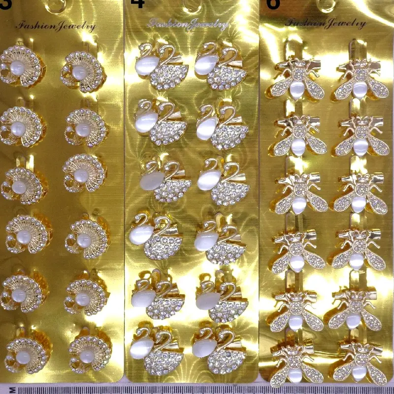 15 pcs BROS MIDI 2-3cm Campur Motif Beda Semua Bross Pin Peniti Hijab Random Mix Model Motif Silver Gold Penjepit 4
