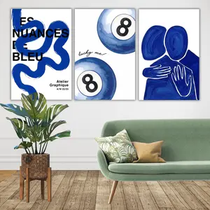 Hiasan Dinding Minimalis Poster Blue Aesthetic Dekorasi Kamar Pajangan Rumah Wall Decor Bahan Kayu MDF Ukuran 15x20 & 20x30