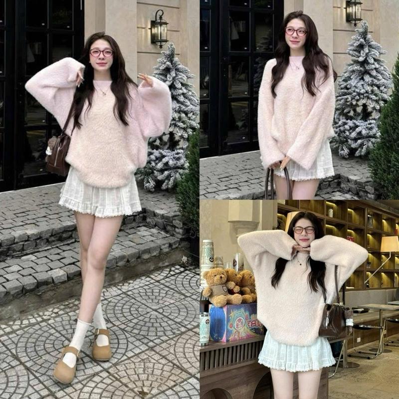 (ẢNH OLDSCHOOL) Áo len lông FORM SIÊU TO chui đầu cổ tròn tay loe nhẹ