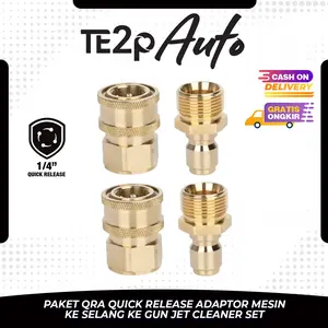 Te2p Auto Paket Sambungan Selang Ke  Gun Selang Ke Mesin Jet Cleaner Pressure Wasser Konektor Adaptor Quick Release QRA Set 1/4" M22 Male Female Adaptor Mesin Cuci Mobil Motor Car Kendaraan AC Penyambung Nepel Dari Hose Ke Tembakan Ke Jet Cleaner