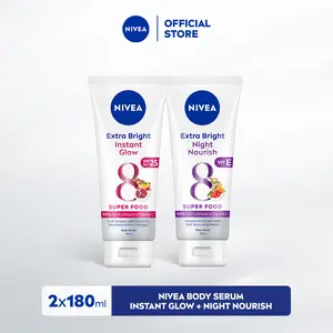 NIVEA Body Serum Extra Bright Day & Night (Glow & Night) 180ml x 2