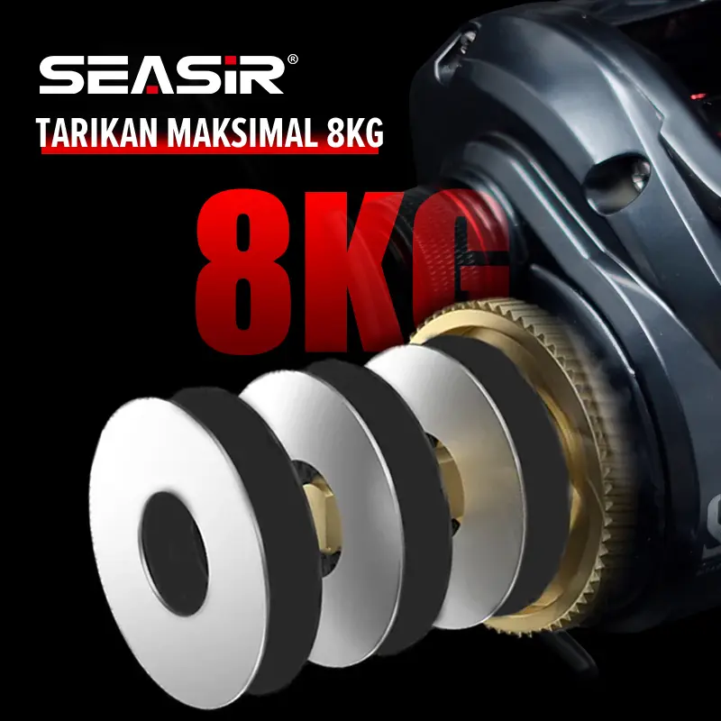 SEASIR x SEAHUNTER MERCURY Reel Pancing Baitcasting Fishing Reel, Drag Clicker, 5+1 BB Ball Bearings, 7.2:1 Gear Ratio, 8kg Max Drag, 10-level Magnetic Brake System with 8pcs N52 magnet Bait Casting Reel BC #RYOBISEASIR reel Ikan Roda Umpan 5