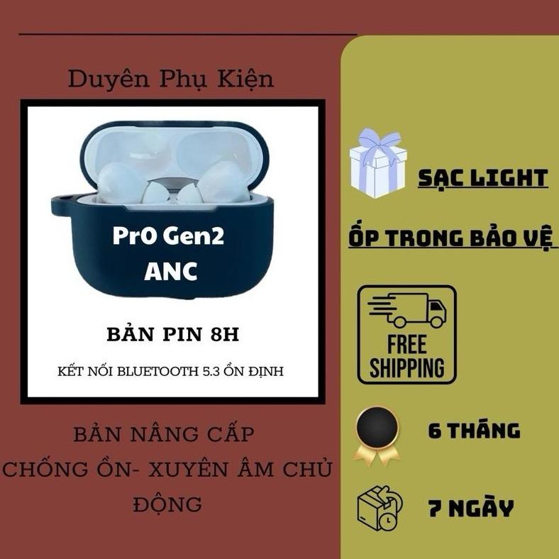 Tai Nghe Bluetooth Pr0 Gen2 ANC Chống Ồn 40db- Xuyên Âm Chủ Động Bass Căng| Pin 8H Kèm Ốp Bảo Vệ+ Cap Usb. Bảo Hành 6 Tháng Lỗi Đổi Mới Nhét Tai Nghe Nhạc Earphone Micro Tích Hợp Sẵn Nghe Nhạc Bluetooth