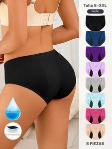 Panty para el período sin costuras de bloque de color para mujer, suave, cómoda y transpirable, a prueba de fugas para uso diario, ropa interior para mujer