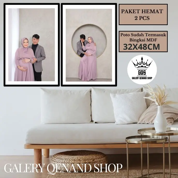 PAKET HEMAT 2 PCS CETAK FOTO UKURAN 24R (32X48CM) SUDAH DI BINGKAI MDF 009