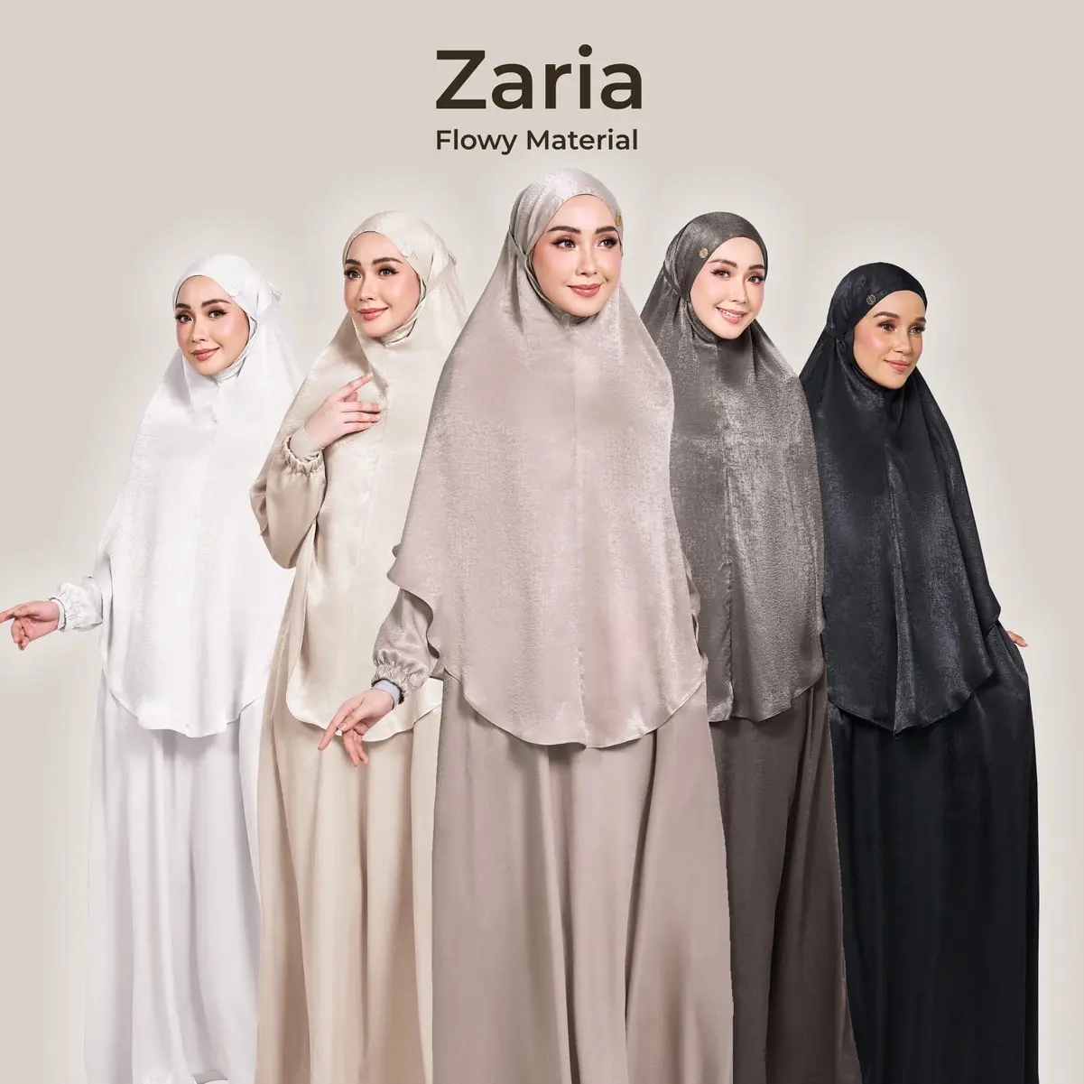 Radiusite - ZARIA 1.0 Khimar (Set Jubah & Khimar) Elastic Wrist Cuff Material Velvet Polyester Sesuai Untuk Umrah Haji