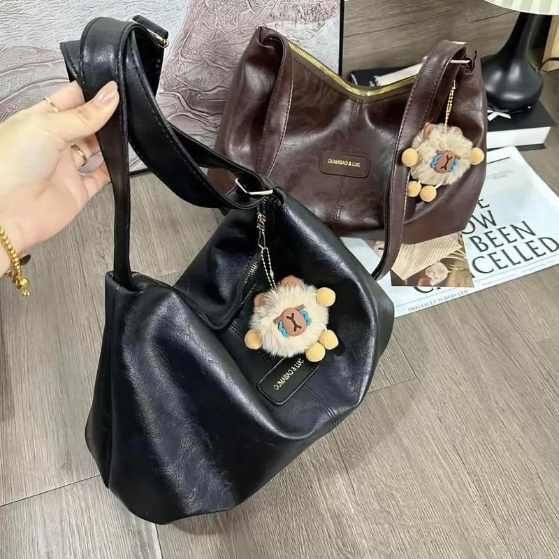 [T10] Túi Tote Da Mềm Size Lớn Đeo Chéo, Đeo Vai Đeo Chéo, Đeo Vai Đi Học, Đi Làm Đựng Vừa Laptop Kèm Móc Gấu_ TDC027