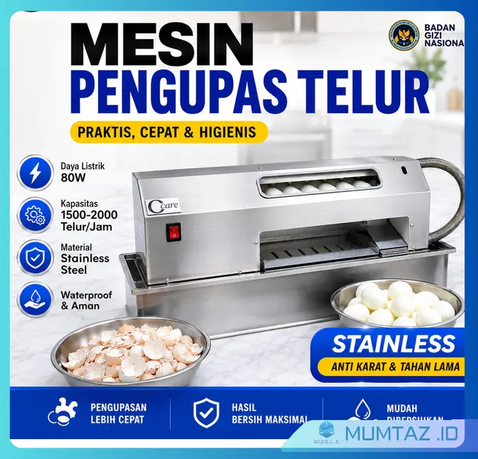 Mesin Kupas Kulit Telur Alat Kupas Telur Rebus Otomatis 1500-2000Telur/Jam Dapur Komersil Stainless