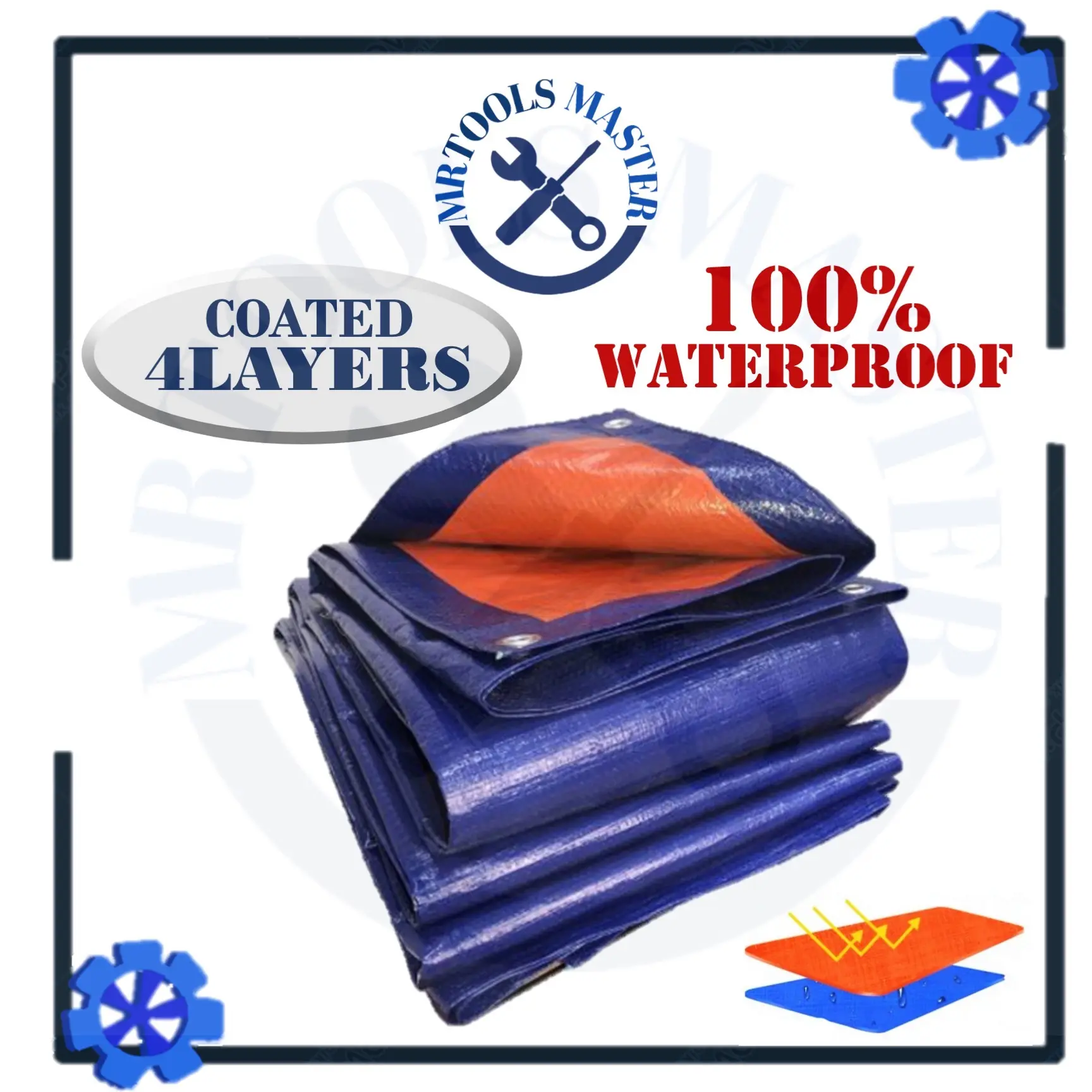 PE Blue & Orange Colour Canvas Tarpaulin Sheet Flexible Canopy Sheet Kanvas