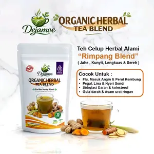 DeJamoe Minuman Teh Organik Herbal Instan Kemasan Pouch Isi 20 Tea Bag By Rubrica Jahe Sereh Kunyit Lengkuas Untuk Kesehatan