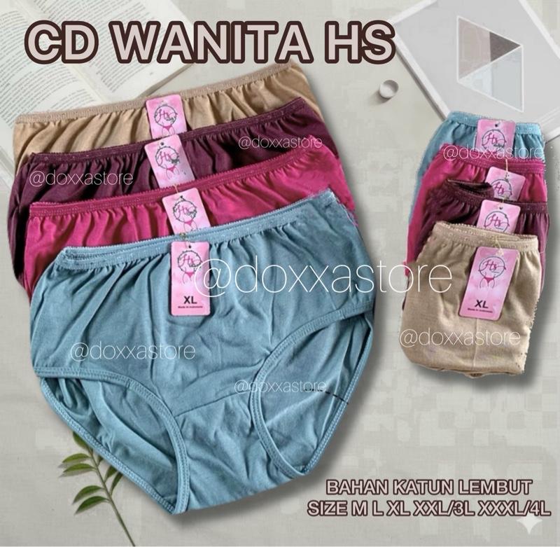 Spesial Promo 3,6,12Pcs CD Celana Dalam Wanita HS Katun Polos Lembut Nyaman