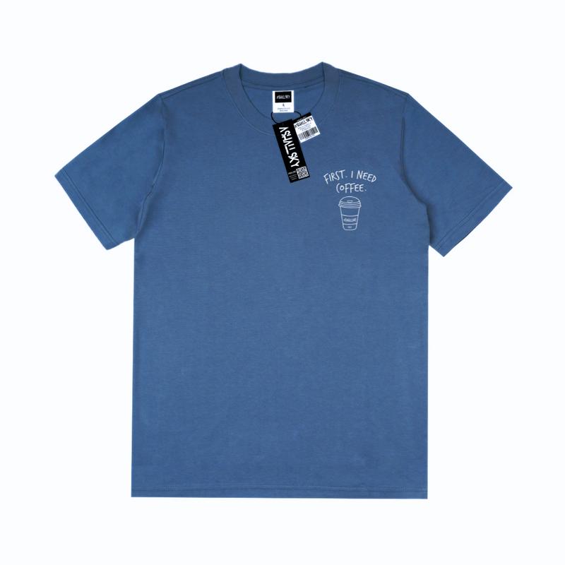 Product Introduction of Ashall.sky Kaos Distro Pria First I Need Coffee Simpel Logo | Koas Abu Polos | Kaos Simpel Distro Baju 21