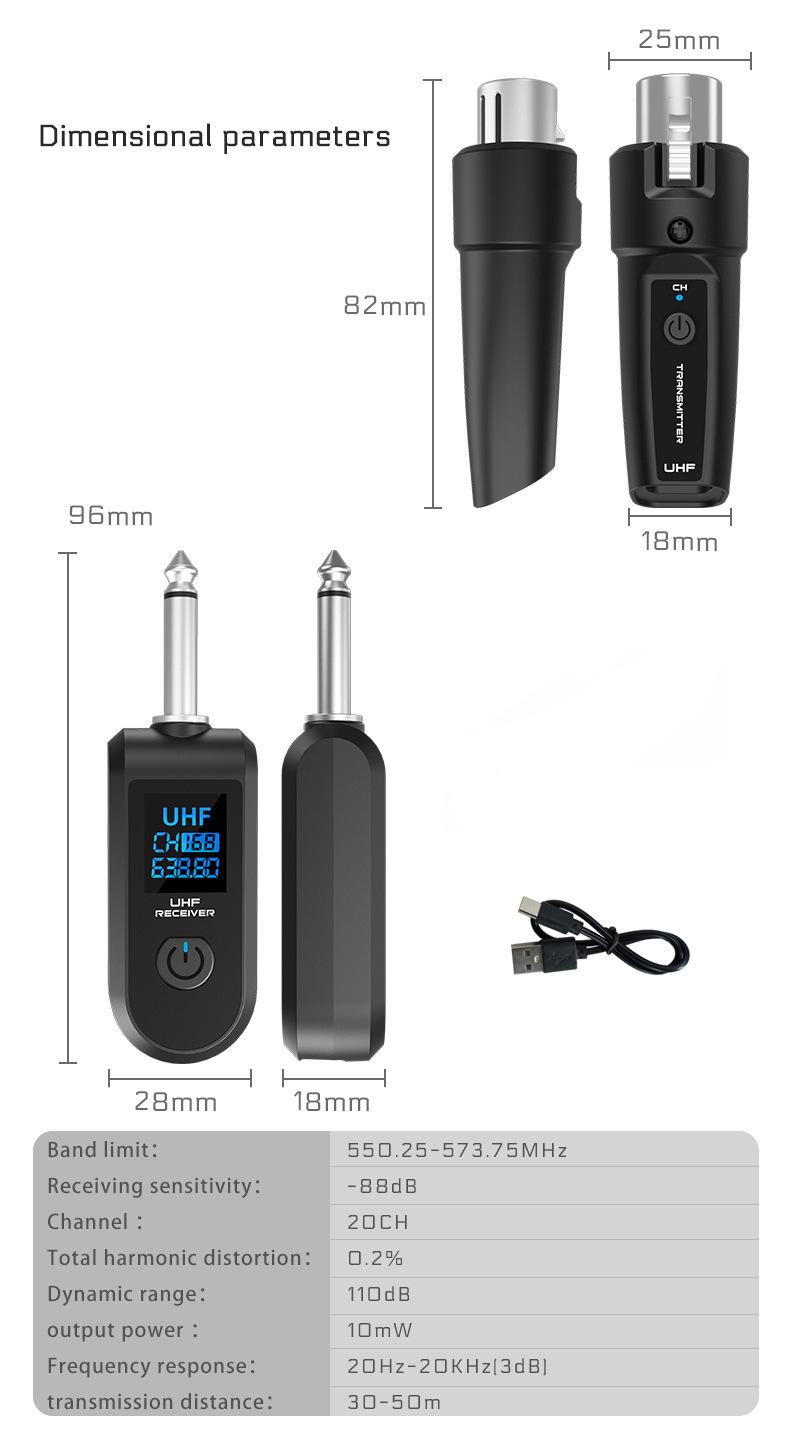 Product Introduction of Wireless systemtransmitter and receivermicrophonemicrophone,C01,audio transmitterwired microphone,convert to wireless,condenser microphone,dynamic microphone,conference microphone,interview microphone,charging cable included,no lag,ultra long distance 20