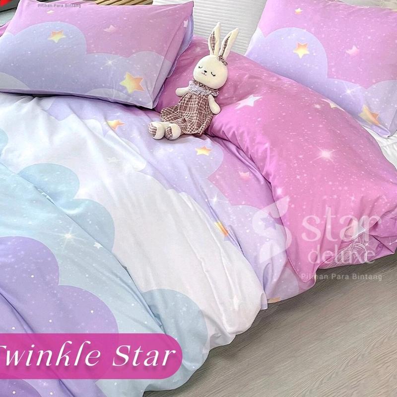 BEDCOVER SET MOTIF twingkle star TOSCA | WARNA TOSCA | SPREI DENGAN SUDUT KARET | LENGKAP DENGAN SARUNG BANTAL DAN SARUNG GULING | UKURAN 90X200 | 100X200 | 120X200 | 140X200 | 160X200 | 180X200 | 200X200 0