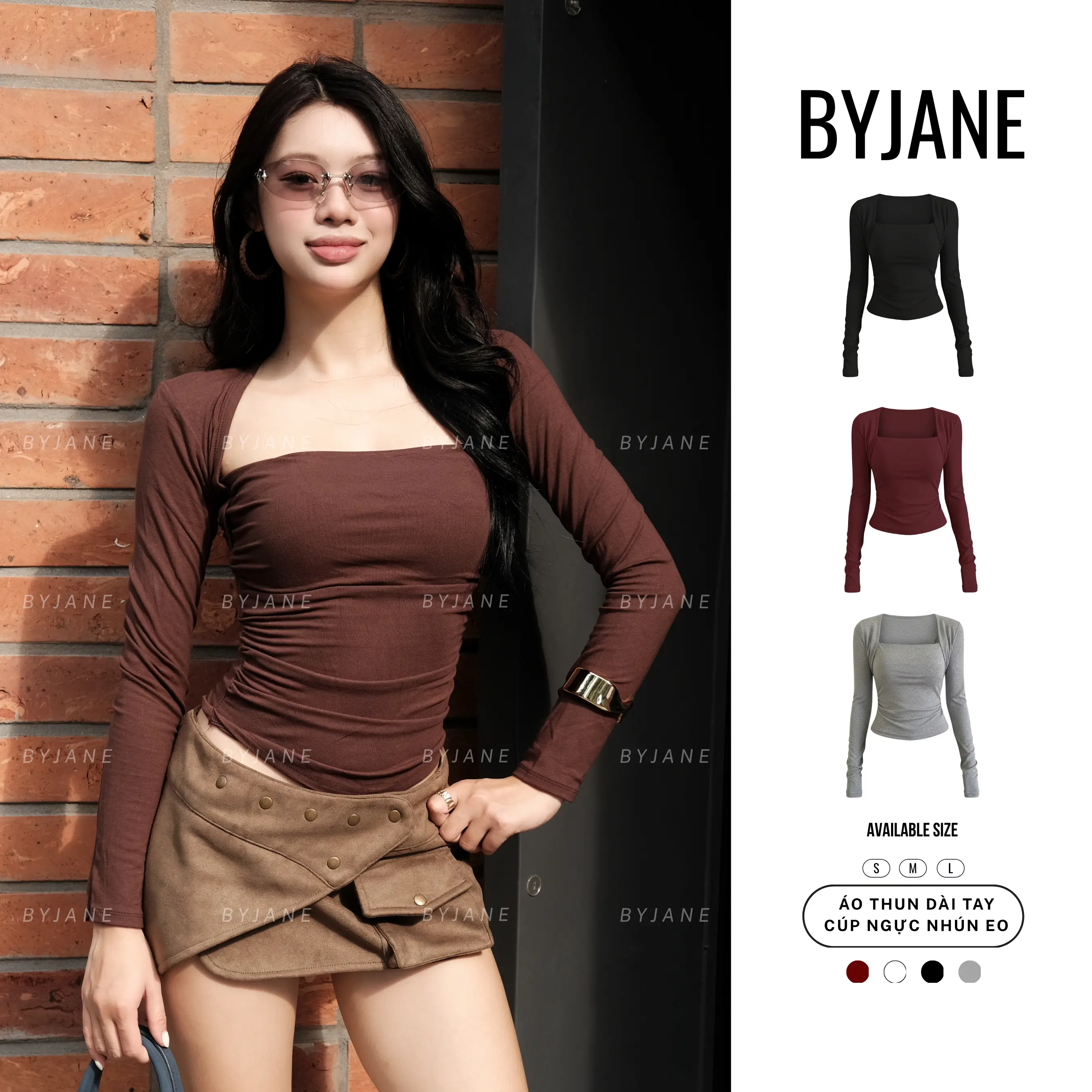 ( XẢ KHO ) Áo ôm Body Cúp Ngực Nhún Eo Dài Tay Cotton Lông mịn Siêu Co Dãn BYJANE -755 | BigBuy360 - bigbuy360.vn
