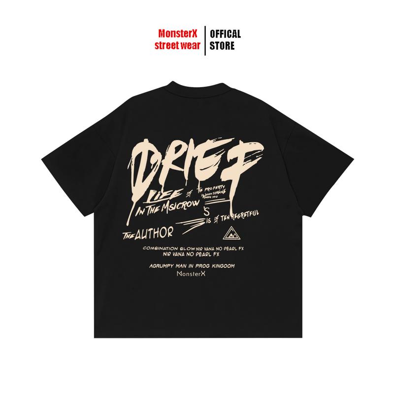  Monster X Street Áo thun tay lỡ Life cotton form rộng unisex nam nữ chất liệu thun cotton spandex co giãn 4 chiều vải mềm thoáng mát 