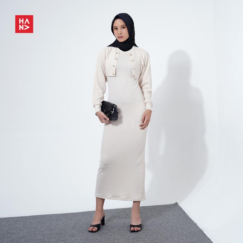 Hana Fashion - Caroline Long Dress/Dress Outer Set Wanita/ Long Dress Simple/ Long Dress Casual/ Dress Casual/ Dress Panjang/ Setelan Dress Blazer/ Long Dress Lebaran/ Baju Lebaran - CD291 3