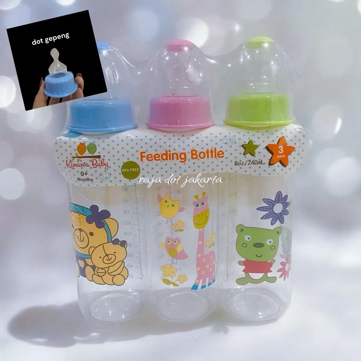 Paket isi 3 botol susu 240ml atau 120ml kinawa baby tersedia dot gepeng atau bulat