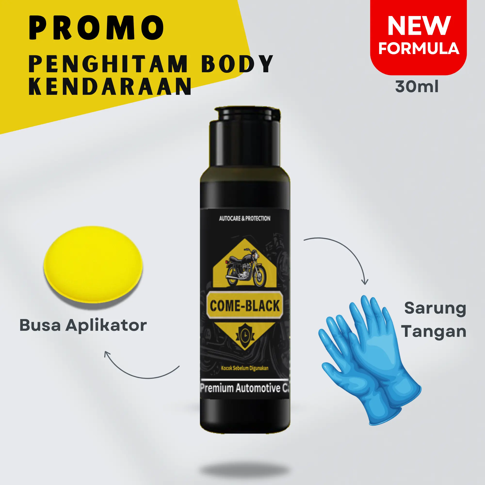 Come Black - Penghitam Body Motor dan Mobil - Penghitam Body Kusam 30 ml